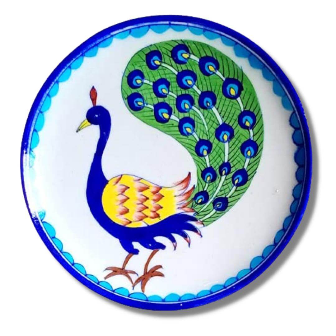 Ceramic Decorative Wall Hanging Handmade Peacock Design Plate